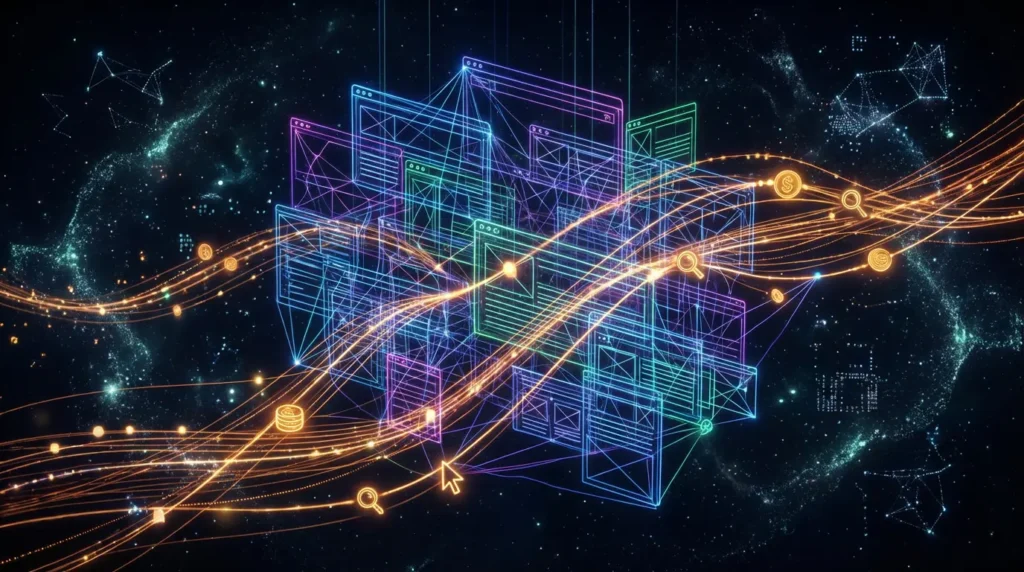 an abstract visualization of the complexity of paid search for ecommerce that digital mully works with